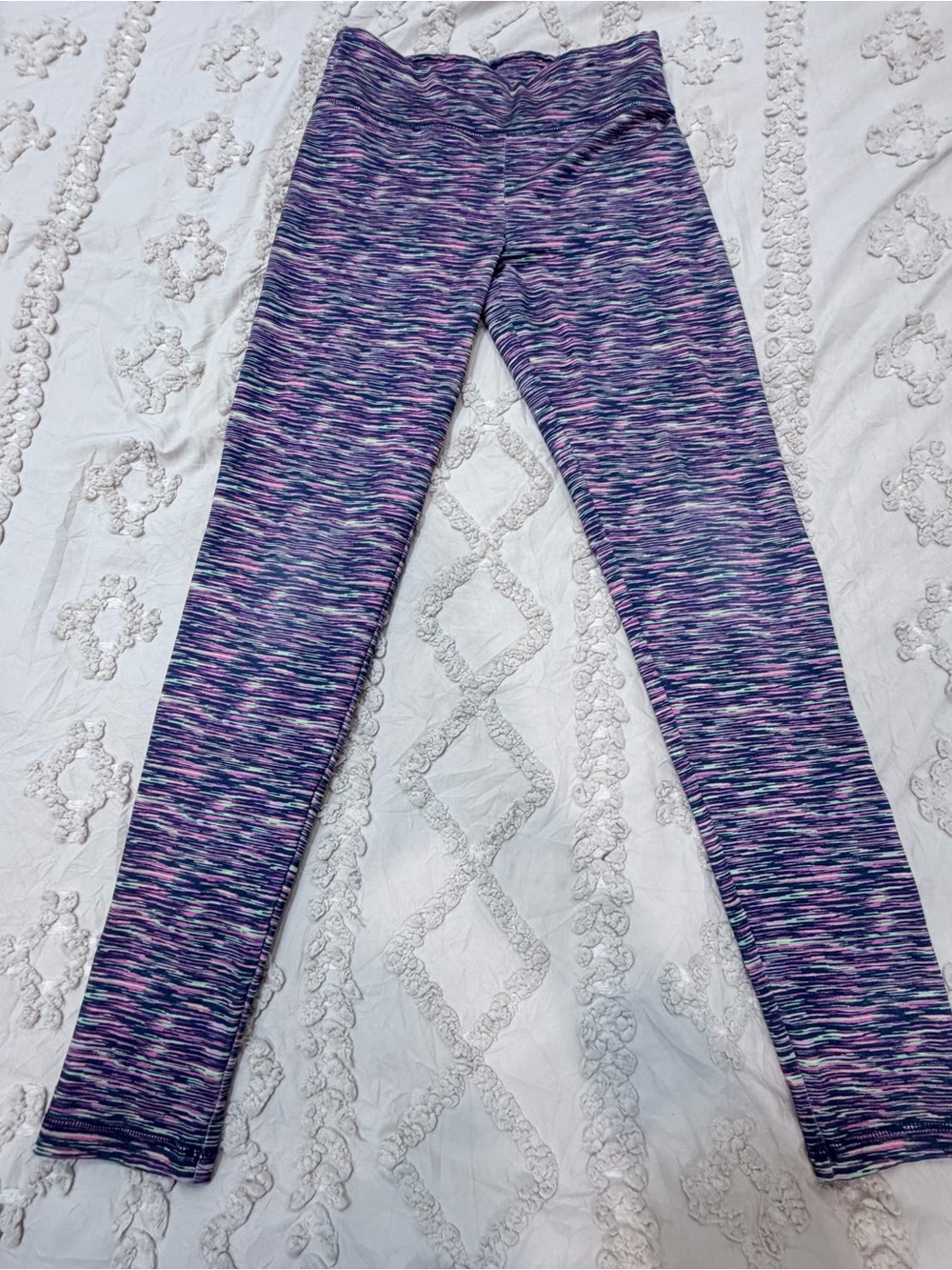 Justice Purple Space-Dye Leggings with Pink & Blue Streaks